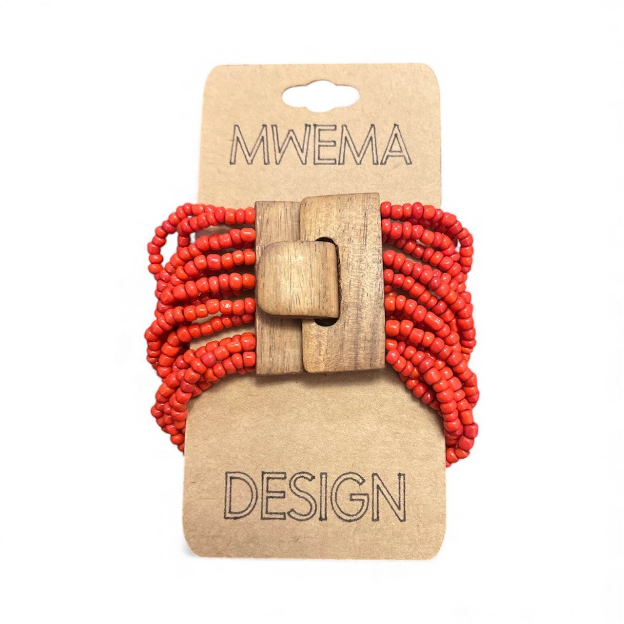 Red Wood-Clasp Beaded Bracelet – Natural Handmade Boho Beaded Style
