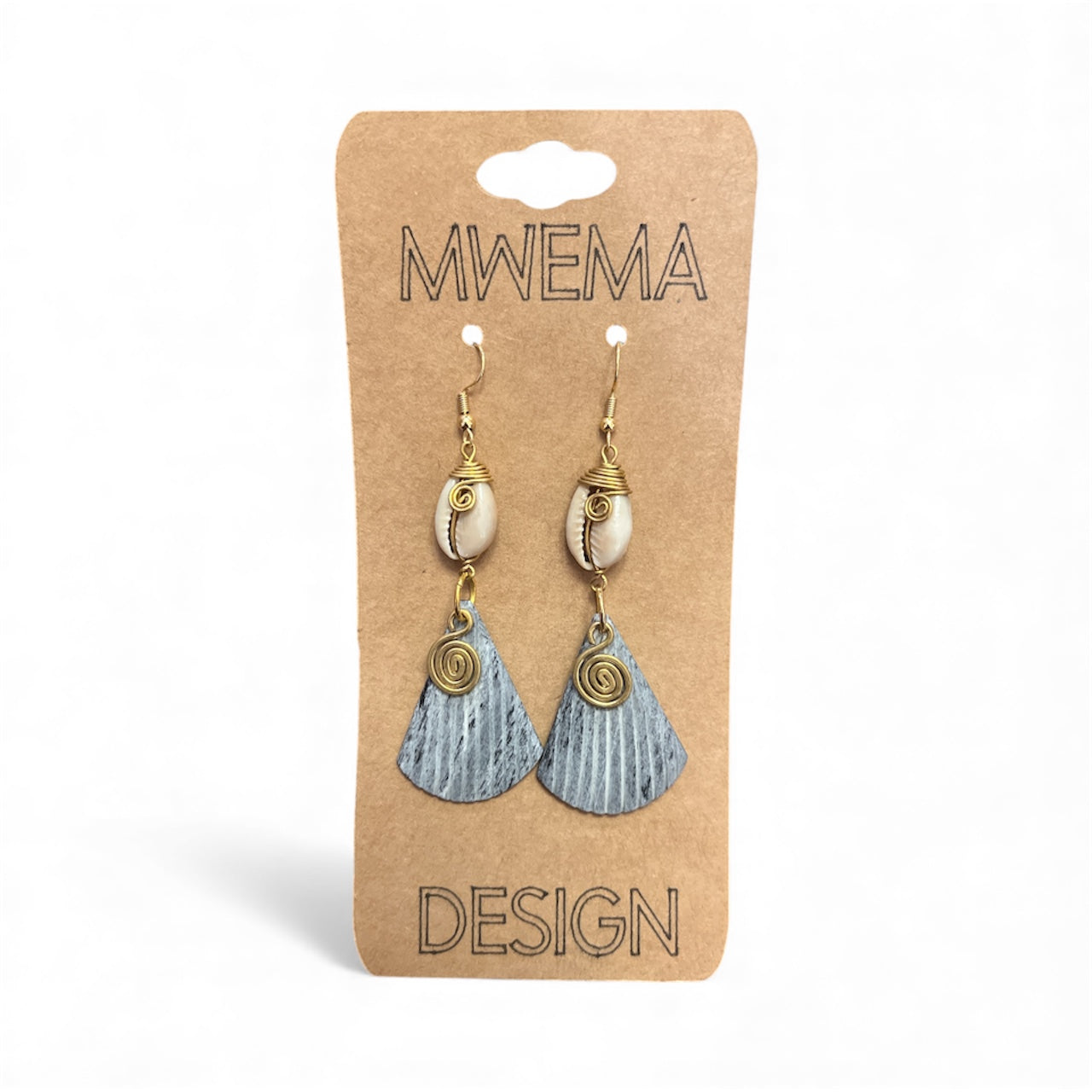 Lake Mist Marbleized with Shell Earrings – Soft Marbleized Dangles