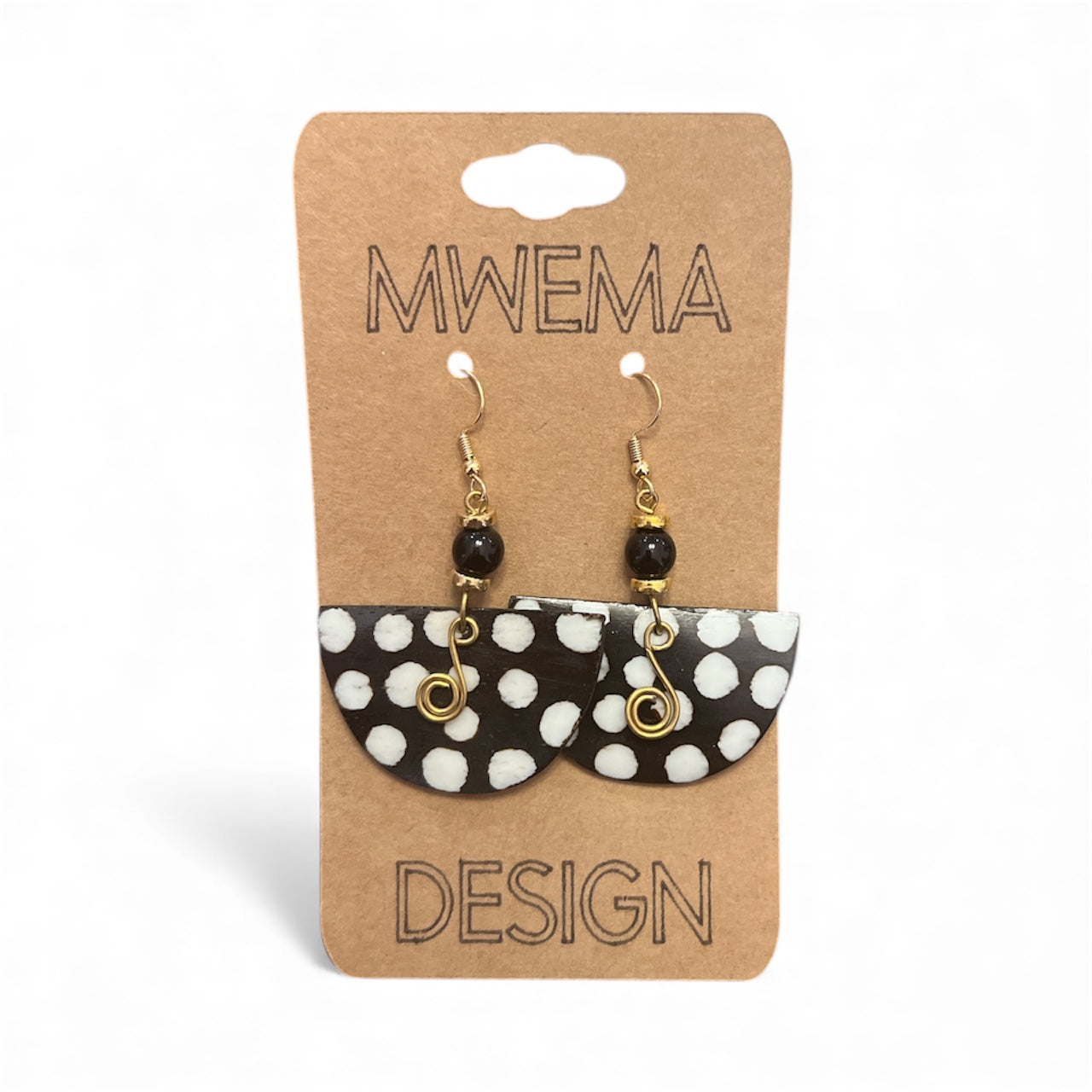 Guinea Fowl Half-Circle Earrings – Handmade African Style