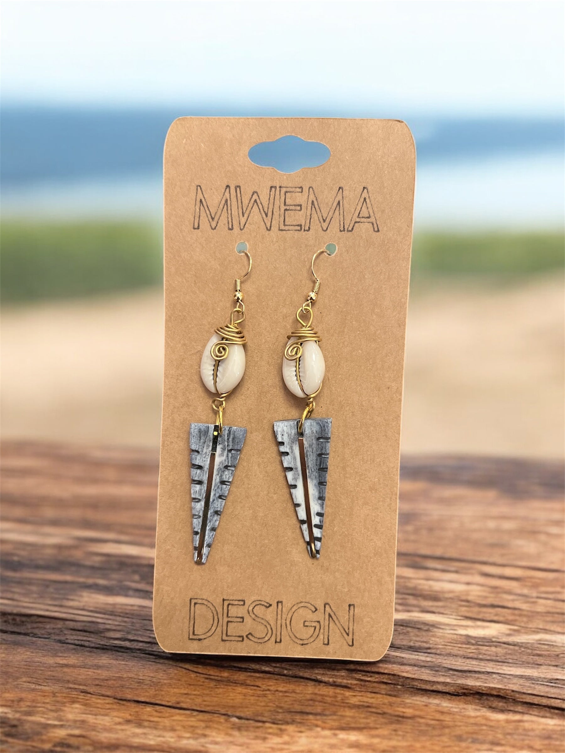 Lake Mist Zebra Shell Triangles – Geometric Boho