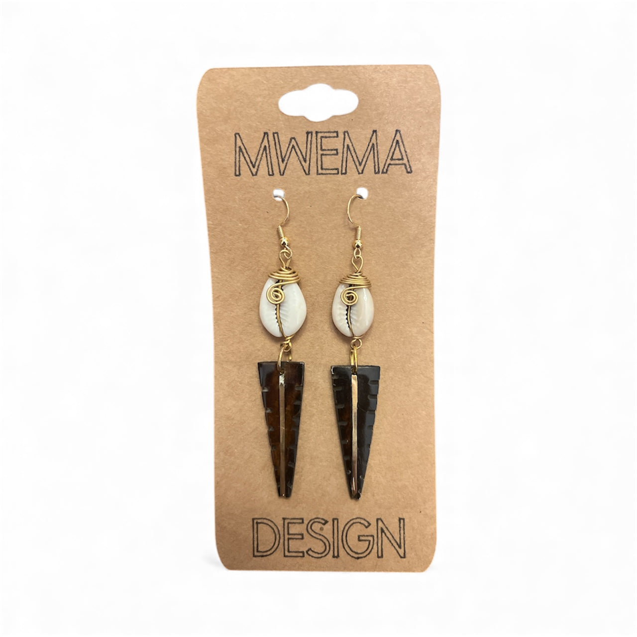 Wood Triangle Shell Earrings – Boho Natural Wood Jewelry