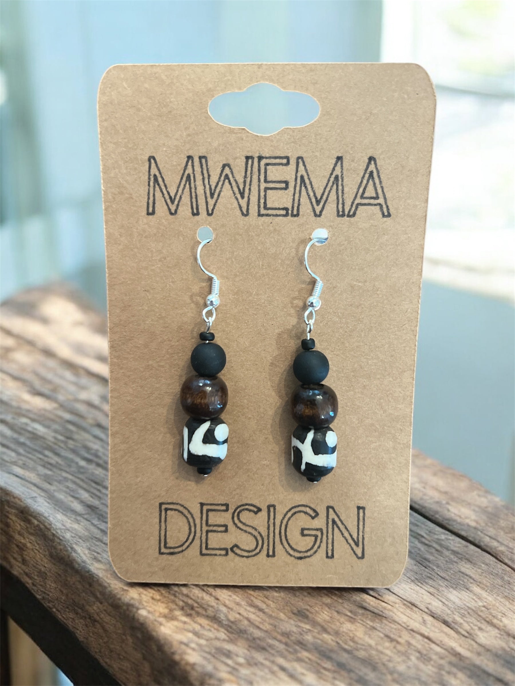Savanna Earth Drop Earrings – Wood Accent & Pattern Beads