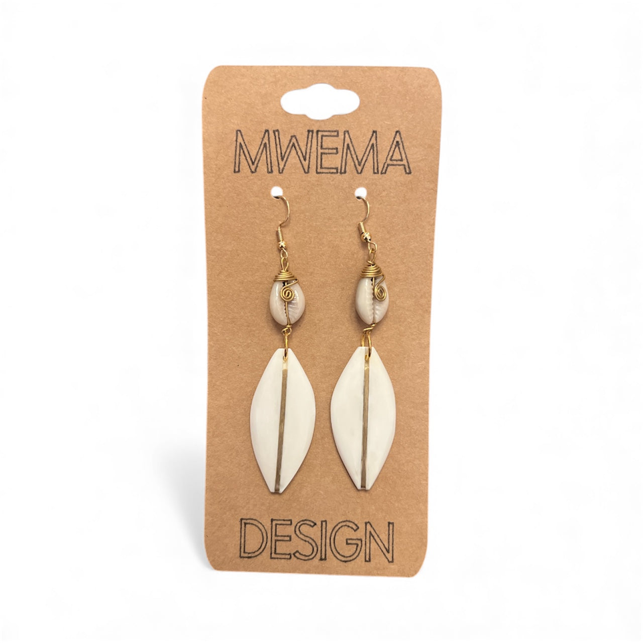 Elongated Oval Shell Earrings – Natural Handmade Dangles