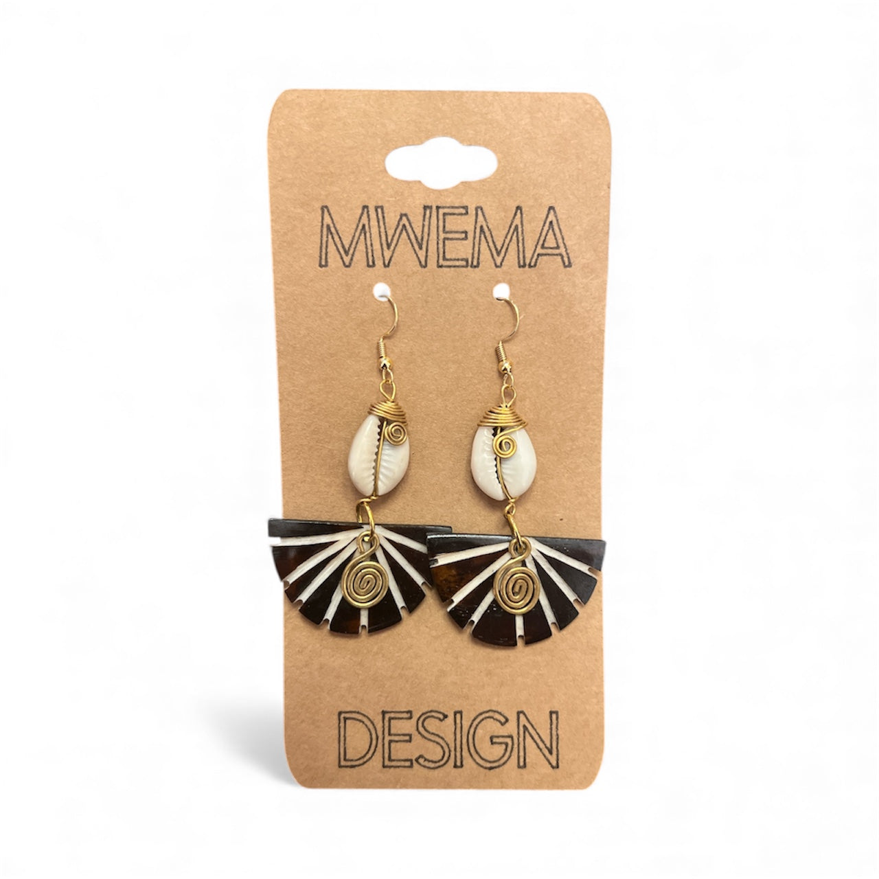 African Palm with Shell Earrings – Natural with Shell