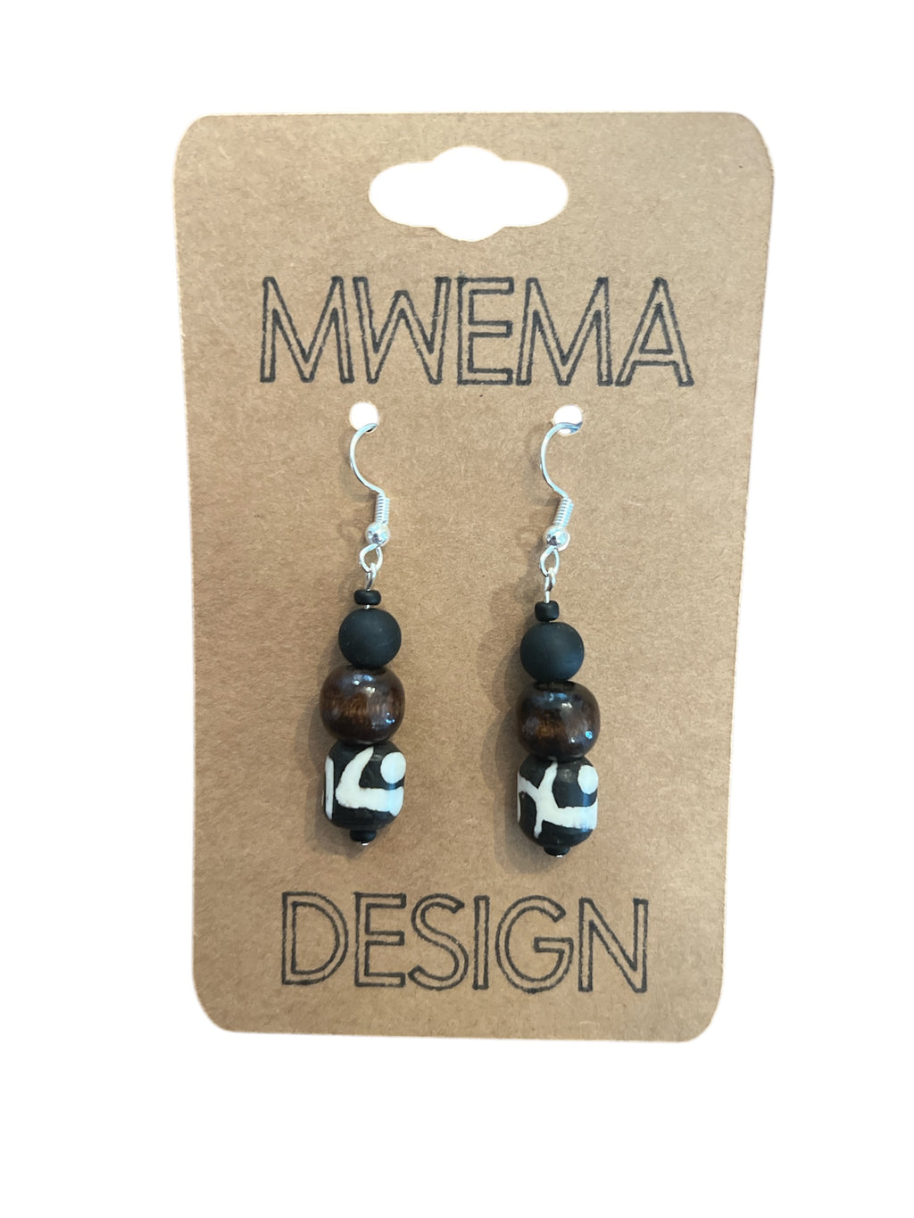 Savanna Earth Drop Earrings – Wood Accent & Pattern Beads
