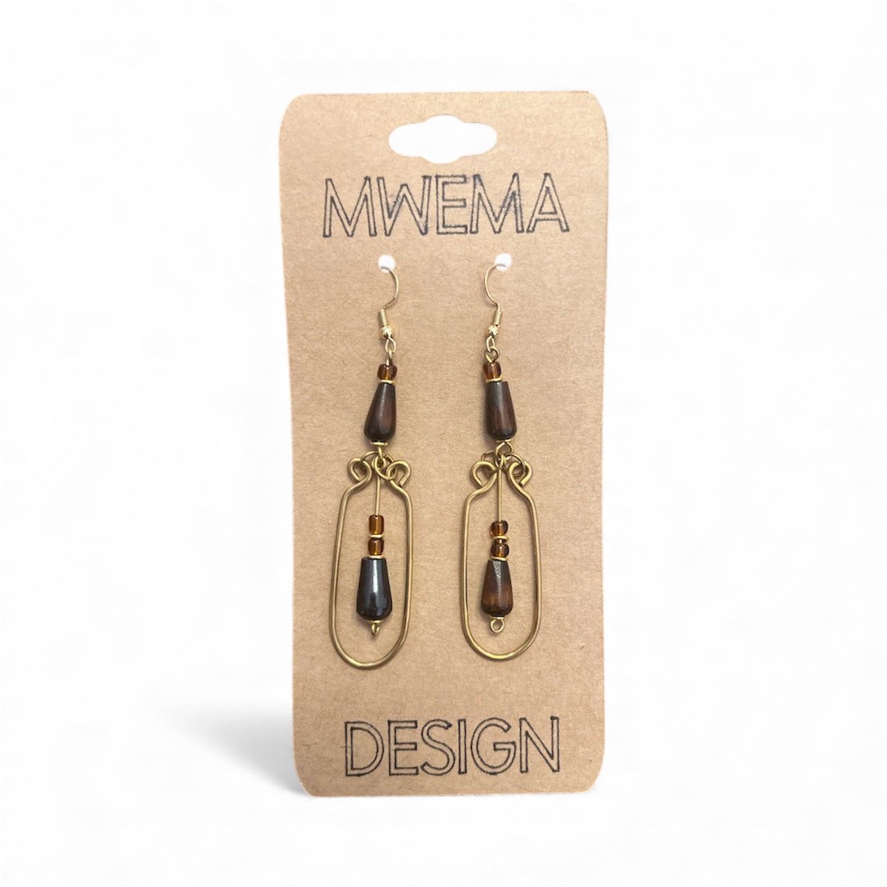 Earthy Brass Teardrop Pendulum Earrings – Rustic Artisan Metal