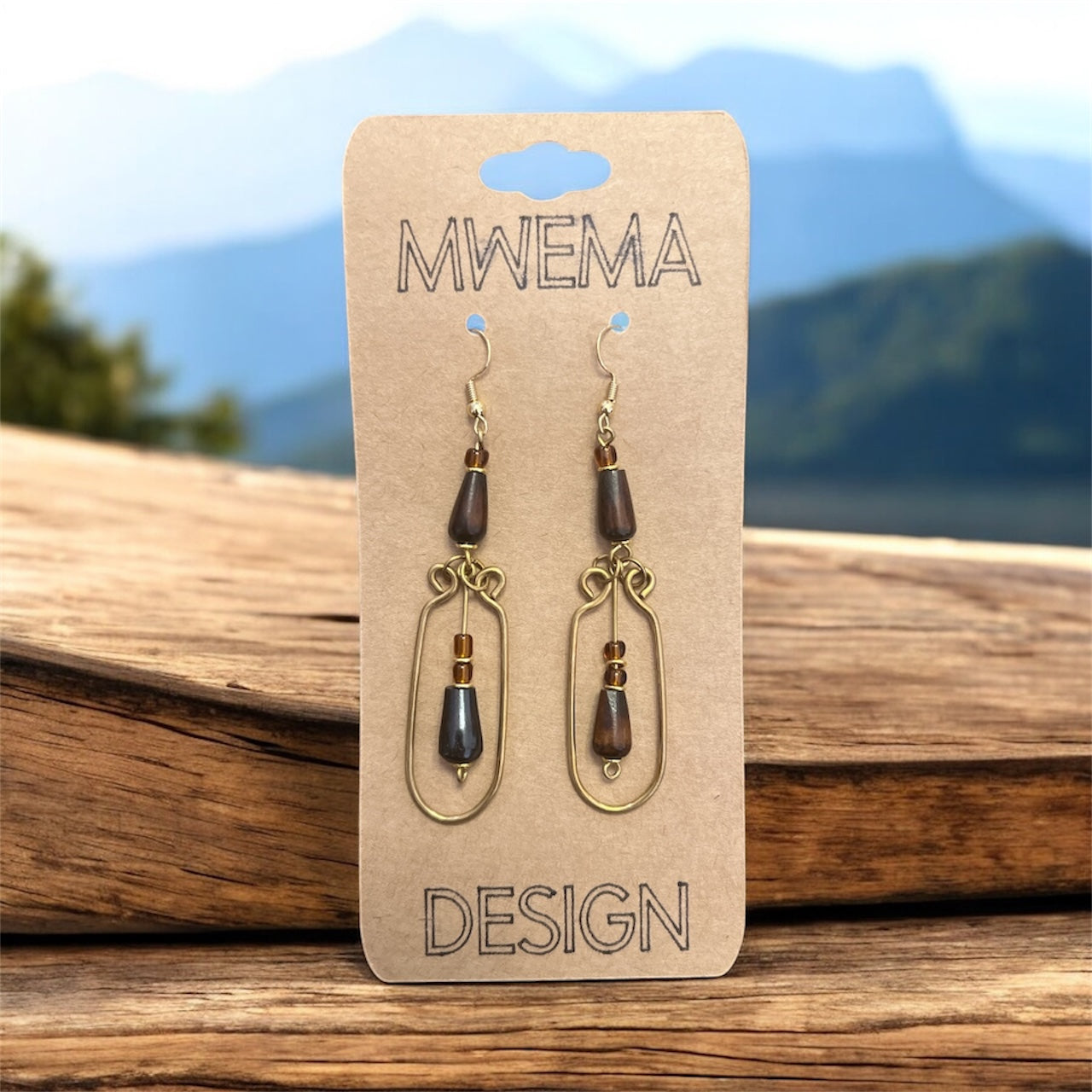 Earthy Brass Teardrop Pendulum Earrings – Rustic Artisan Metal