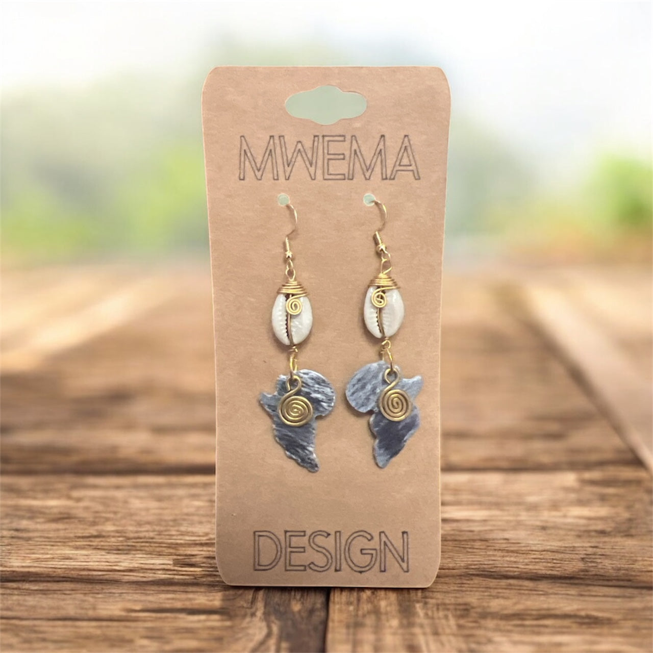 Lake Mist African Shell Earrings – Marbleized Handmade Dangles