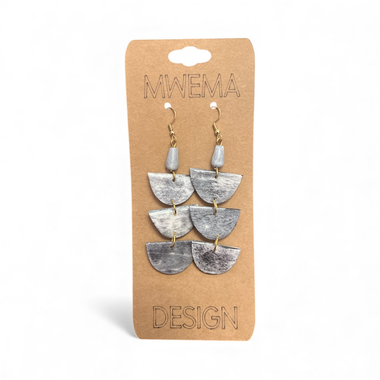 Lake Mist Tiered Half-Circle Earrings – Boho Marbleized