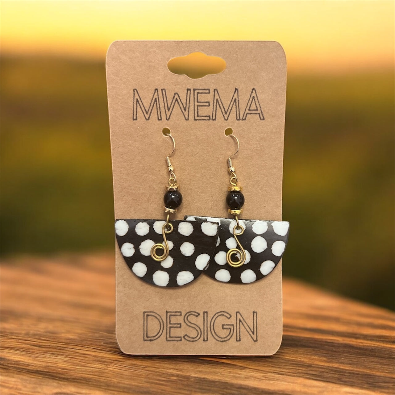 Guinea Fowl Half-Circle Earrings – Handmade African Style