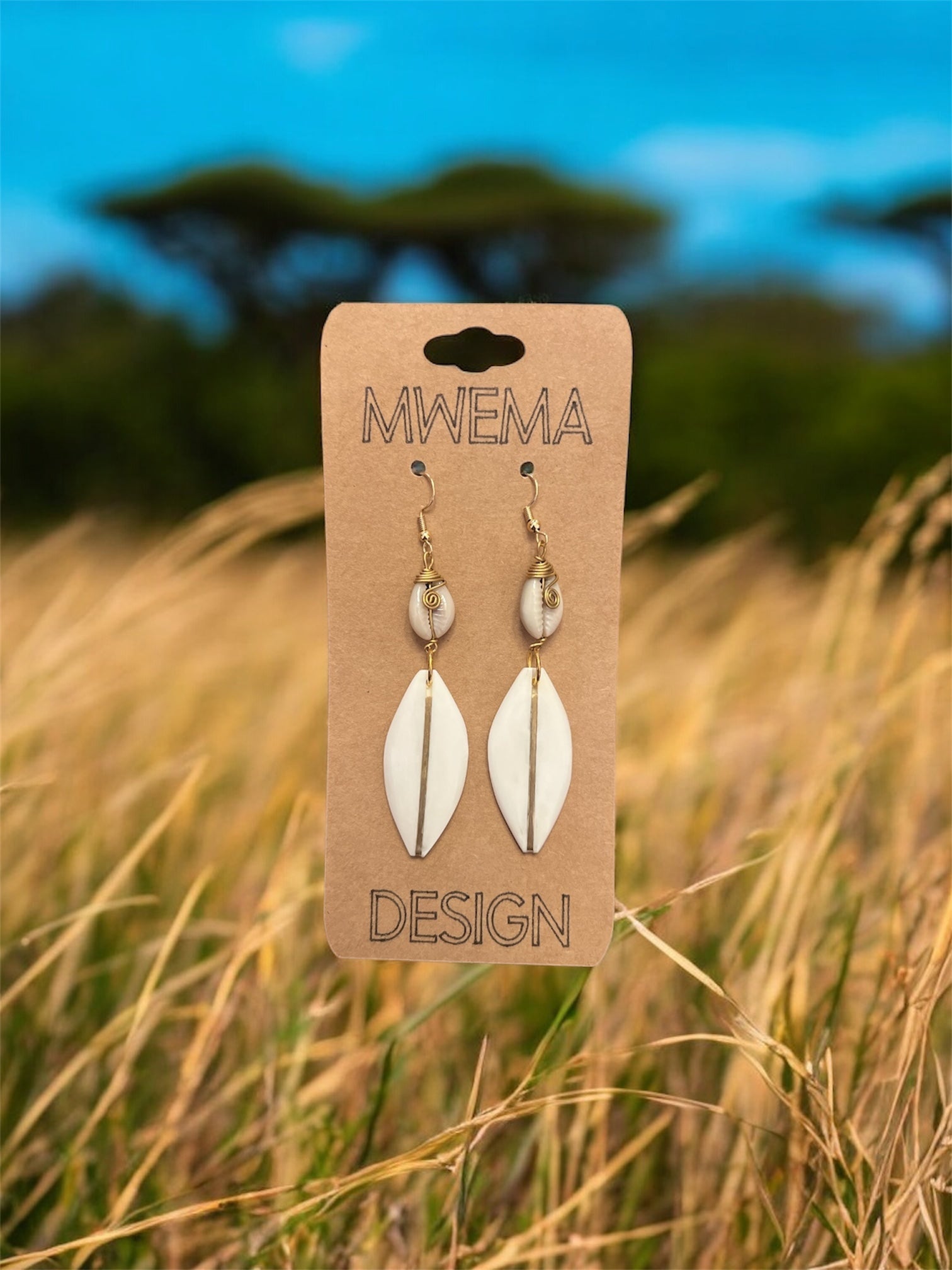 Elongated Oval Shell Earrings – Natural Handmade Dangles